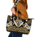 Aotearoa Ngai Te Rangi Leather Tote Bag Maori Tribal Pattern
