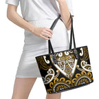 Aotearoa Ngai Te Rangi Leather Tote Bag Maori Tribal Pattern