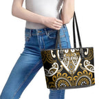 Aotearoa Ngai Te Rangi Leather Tote Bag Maori Tribal Pattern