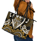 Aotearoa Ngai Te Rangi Leather Tote Bag Maori Tribal Pattern
