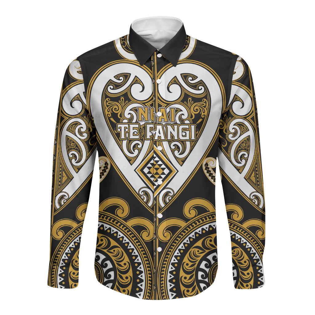 Custom Aotearoa Ngai Te Rangi Long Sleeve Button Shirt Maori Tribal Pattern