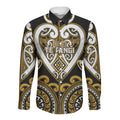 Custom Aotearoa Ngai Te Rangi Long Sleeve Button Shirt Maori Tribal Pattern