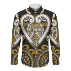 Custom Aotearoa Ngai Te Rangi Long Sleeve Button Shirt Maori Tribal Pattern