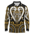 Custom Aotearoa Ngai Te Rangi Long Sleeve Polo Shirt Maori Tribal Pattern