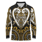 Custom Aotearoa Ngai Te Rangi Long Sleeve Polo Shirt Maori Tribal Pattern