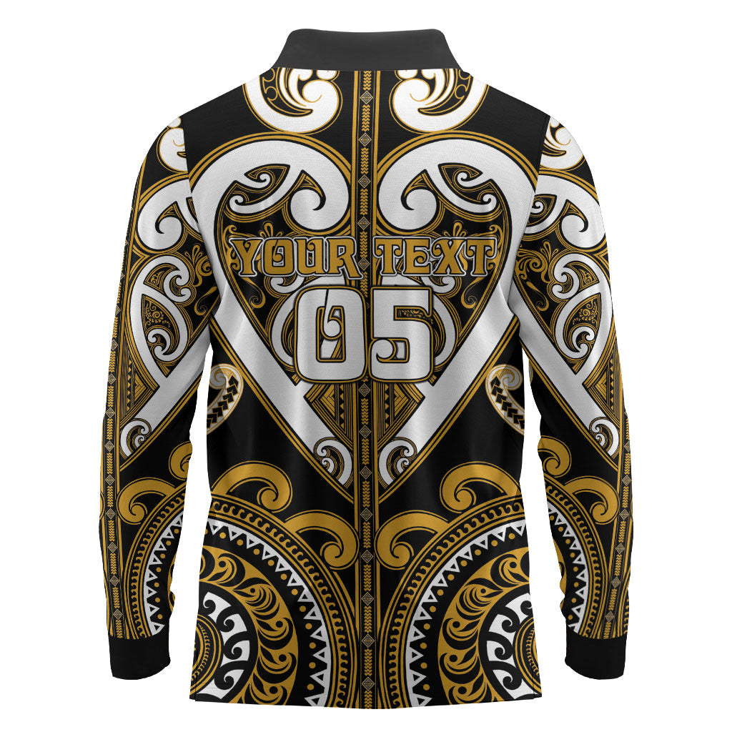 Custom Aotearoa Ngai Te Rangi Long Sleeve Polo Shirt Maori Tribal Pattern