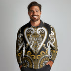 Custom Aotearoa Ngai Te Rangi Long Sleeve Polo Shirt Maori Tribal Pattern