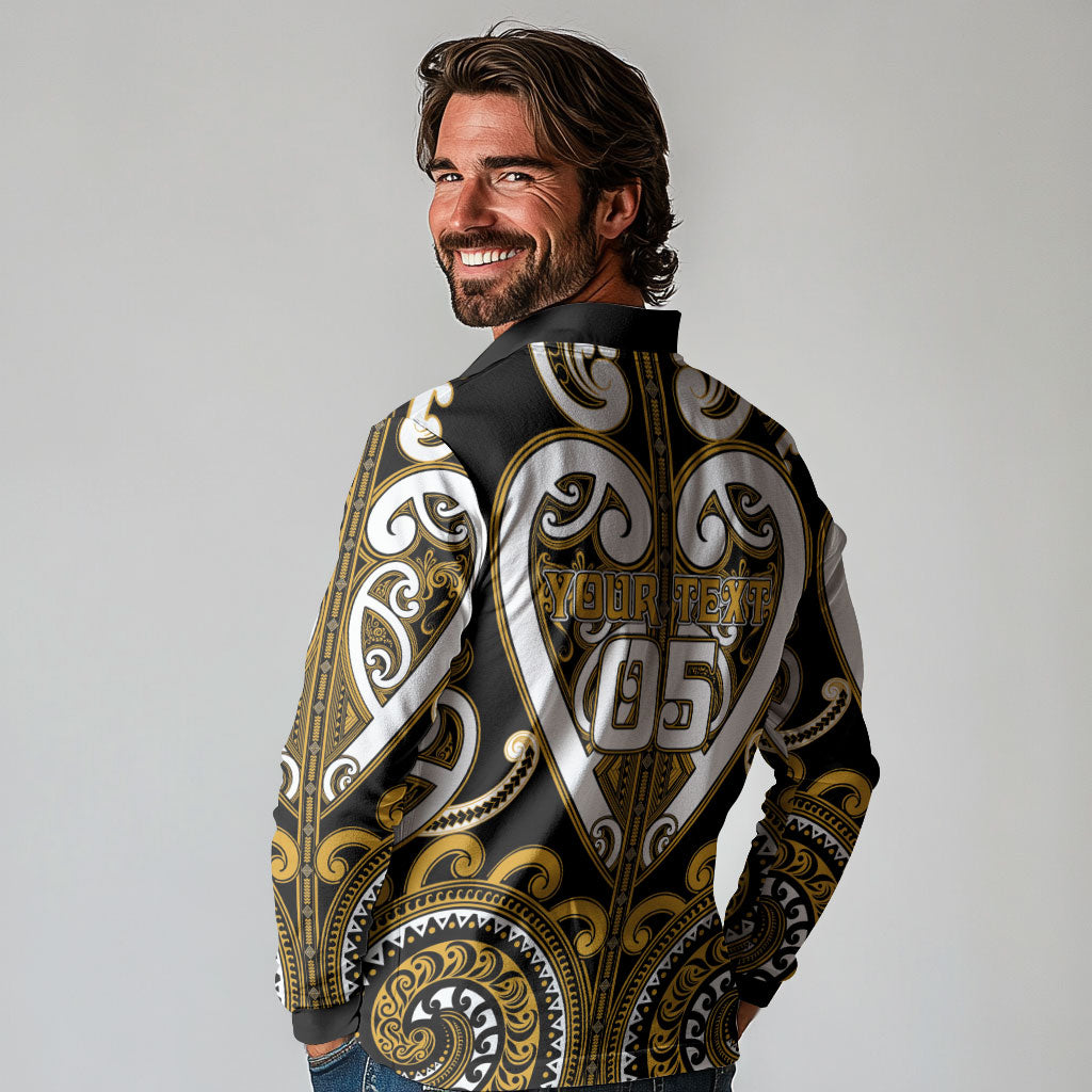 Custom Aotearoa Ngai Te Rangi Long Sleeve Polo Shirt Maori Tribal Pattern