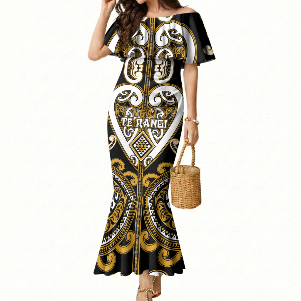 Custom Aotearoa Ngai Te Rangi Mermaid Dress Maori Tribal Pattern