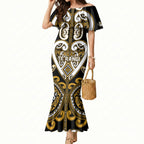 Custom Aotearoa Ngai Te Rangi Mermaid Dress Maori Tribal Pattern