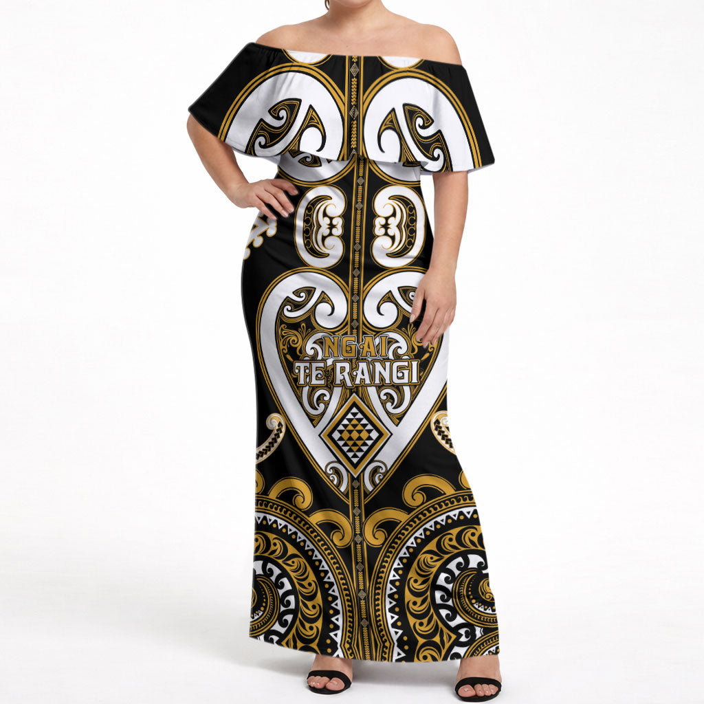 Custom Aotearoa Ngai Te Rangi Off Shoulder Maxi Dress Maori Tribal Pattern