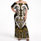 Custom Aotearoa Ngai Te Rangi Off Shoulder Maxi Dress Maori Tribal Pattern