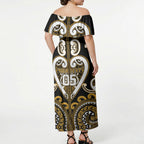 Custom Aotearoa Ngai Te Rangi Off Shoulder Maxi Dress Maori Tribal Pattern