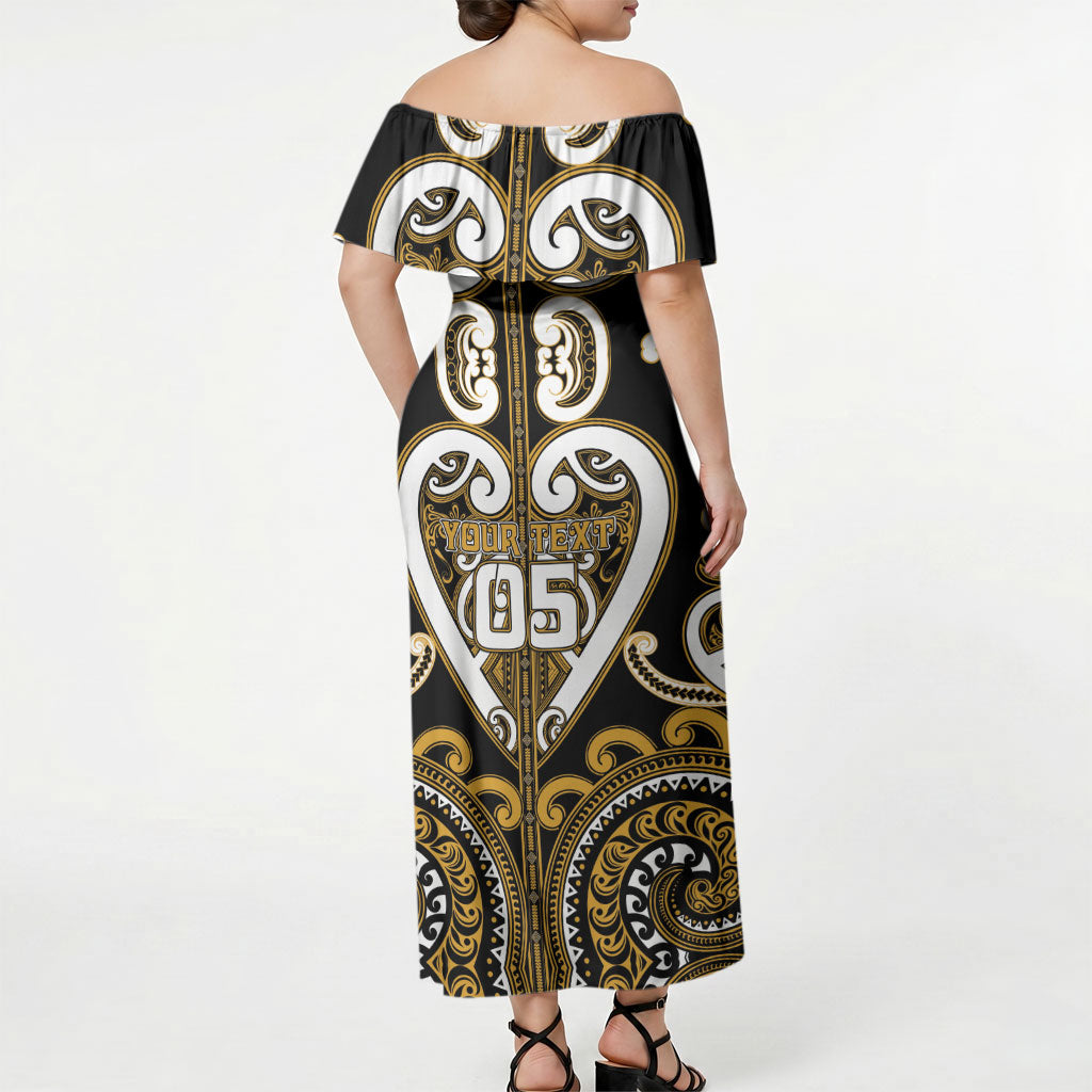 Custom Aotearoa Ngai Te Rangi Off Shoulder Maxi Dress Maori Tribal Pattern