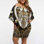 Custom Aotearoa Ngai Te Rangi Off Shoulder Short Dress Maori Tribal Pattern