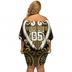 Custom Aotearoa Ngai Te Rangi Off Shoulder Short Dress Maori Tribal Pattern