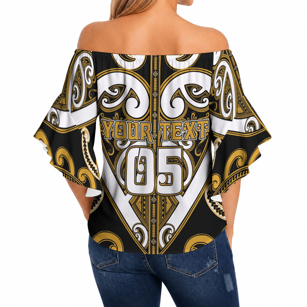 Custom Aotearoa Ngai Te Rangi Off Shoulder Wrap Waist Top Maori Tribal Pattern
