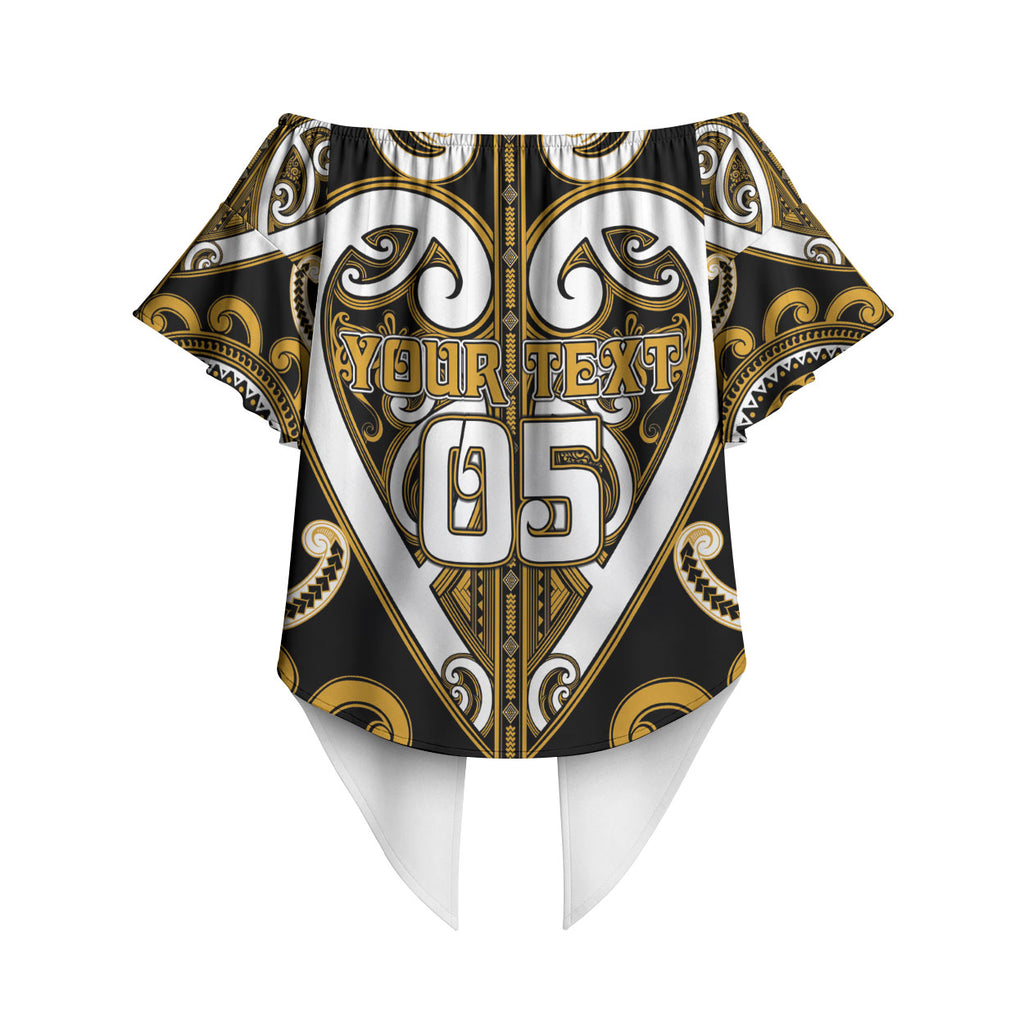 Custom Aotearoa Ngai Te Rangi Off Shoulder Wrap Waist Top Maori Tribal Pattern