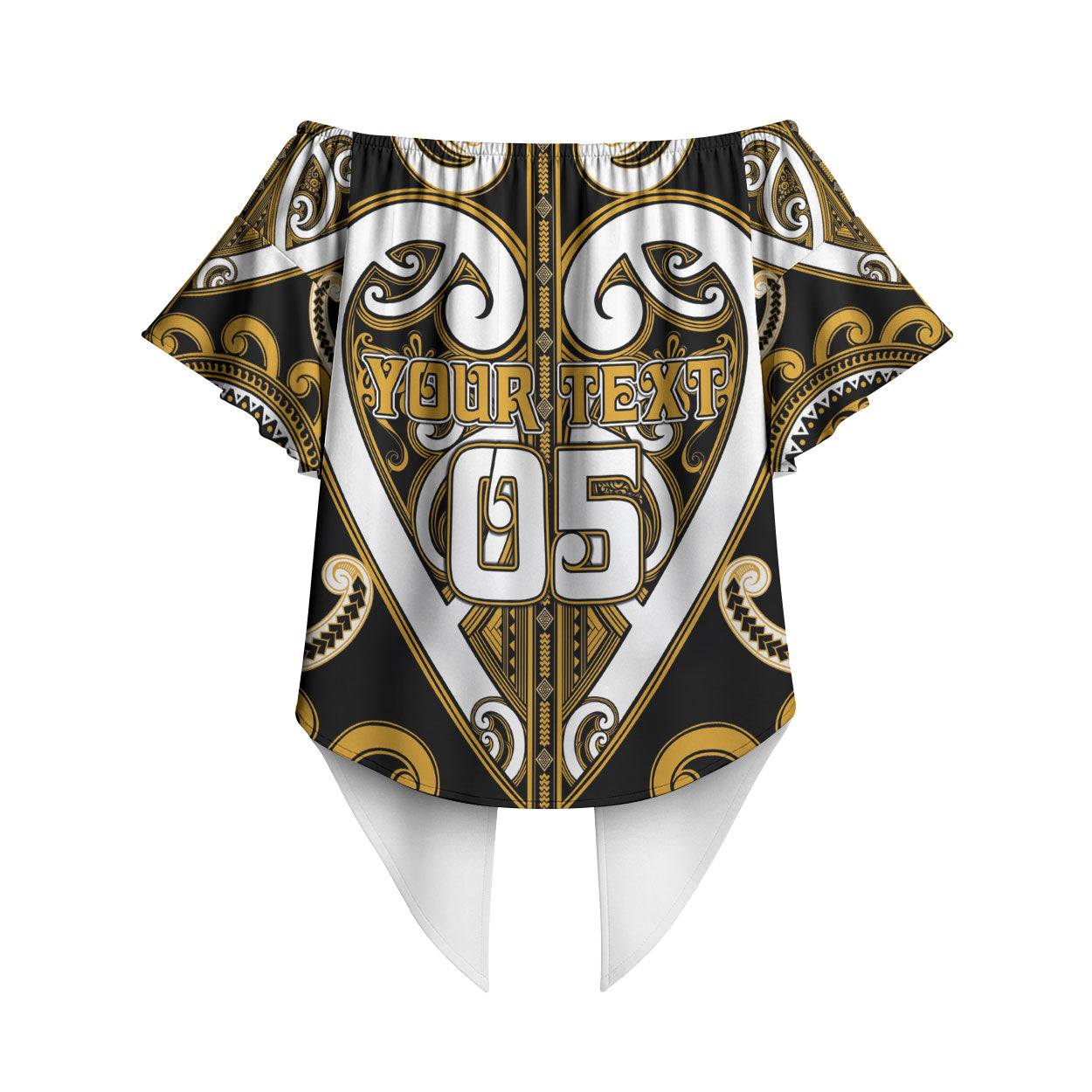 Custom Aotearoa Ngai Te Rangi Off Shoulder Wrap Waist Top Maori Tribal Pattern
