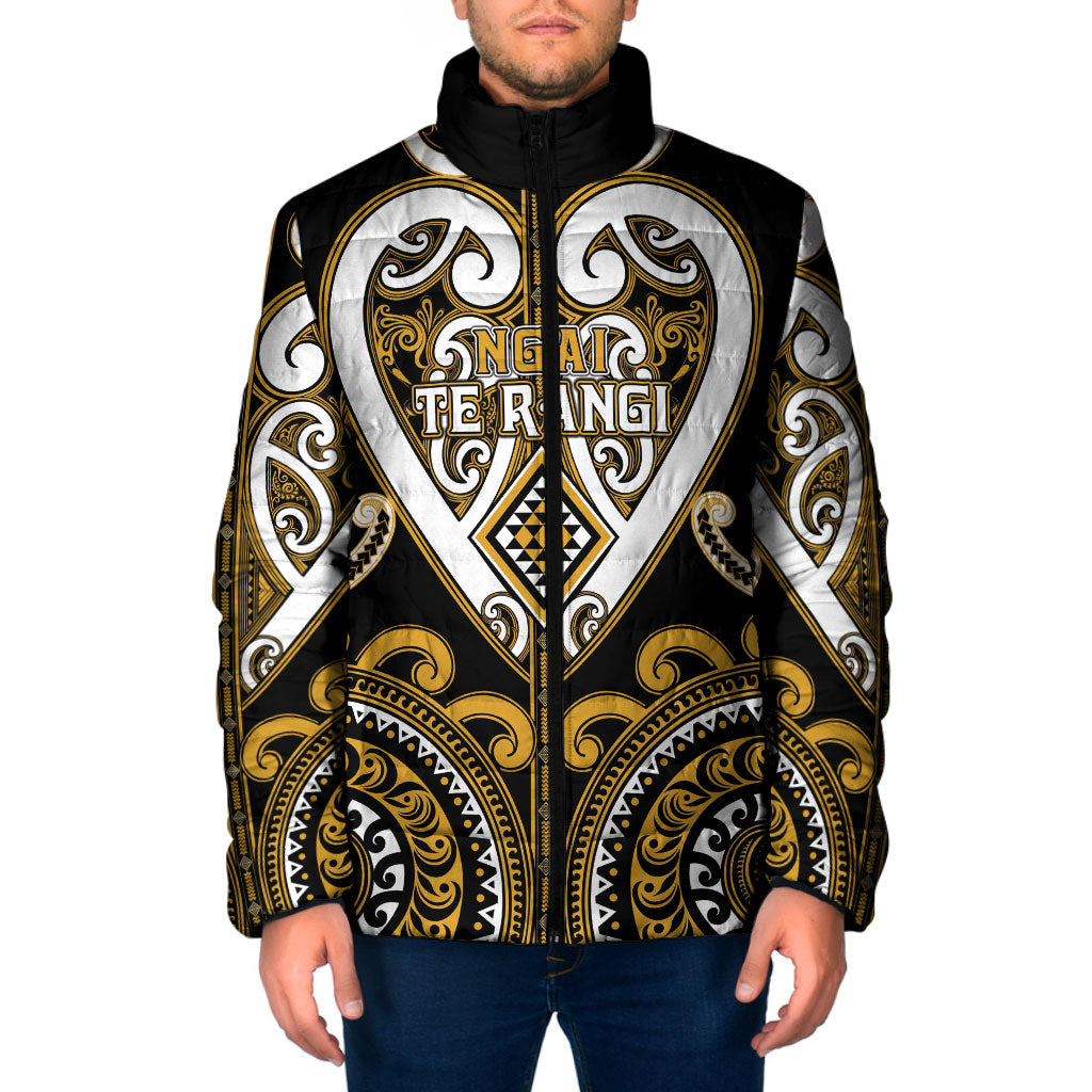 Custom Aotearoa Ngai Te Rangi Padded Jacket Maori Tribal Pattern