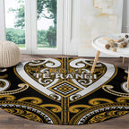 Aotearoa Ngai Te Rangi Round Carpet Maori Tribal Pattern