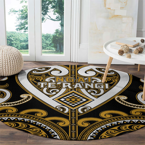 Aotearoa Ngai Te Rangi Round Carpet Maori Tribal Pattern