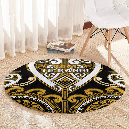 Aotearoa Ngai Te Rangi Round Carpet Maori Tribal Pattern