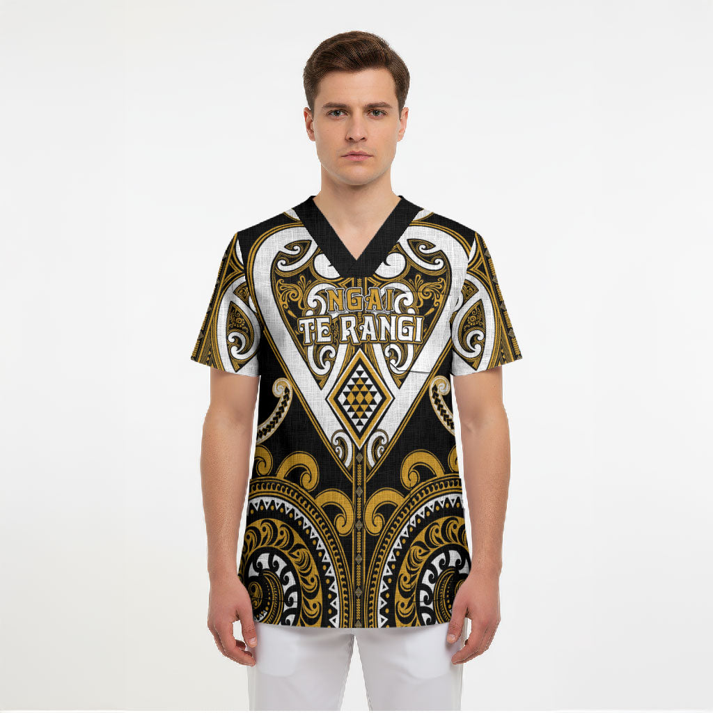 Custom Aotearoa Ngai Te Rangi Scrub Top Maori Tribal Pattern