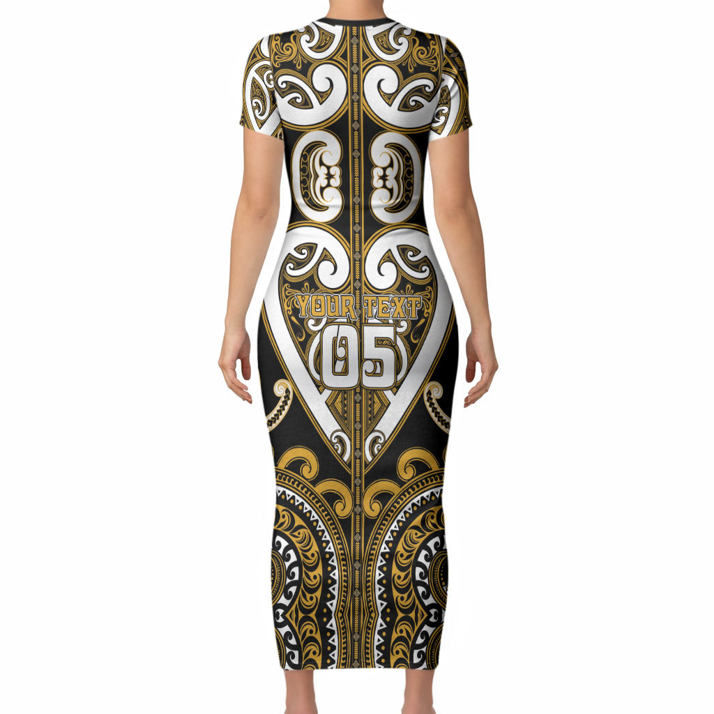 Custom Aotearoa Ngai Te Rangi Short Sleeve Bodycon Dress Maori Tribal Pattern