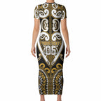 Custom Aotearoa Ngai Te Rangi Short Sleeve Bodycon Dress Maori Tribal Pattern