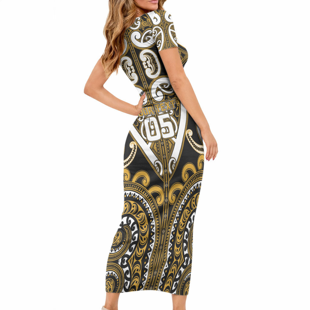 Custom Aotearoa Ngai Te Rangi Short Sleeve Bodycon Dress Maori Tribal Pattern