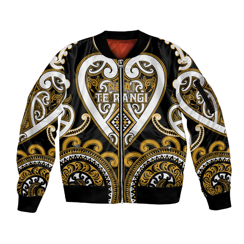 Custom Aotearoa Ngai Te Rangi Sleeve Zip Bomber Jacket Maori Tribal Pattern