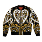 Custom Aotearoa Ngai Te Rangi Sleeve Zip Bomber Jacket Maori Tribal Pattern