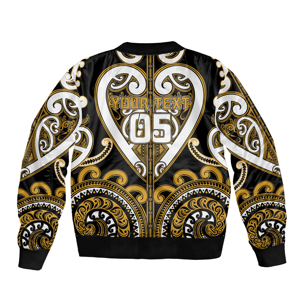 Custom Aotearoa Ngai Te Rangi Sleeve Zip Bomber Jacket Maori Tribal Pattern