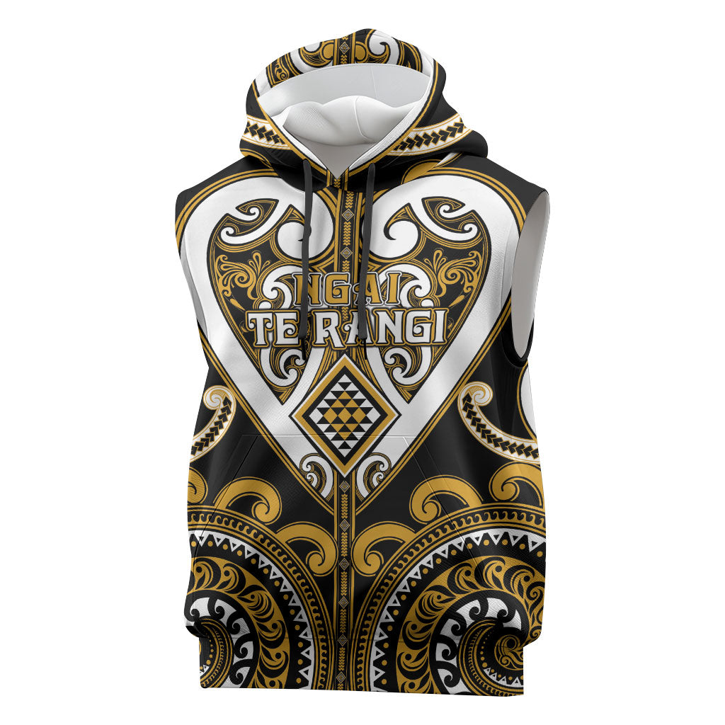 Custom Aotearoa Ngai Te Rangi Sleeveless Hoodie Maori Tribal Pattern