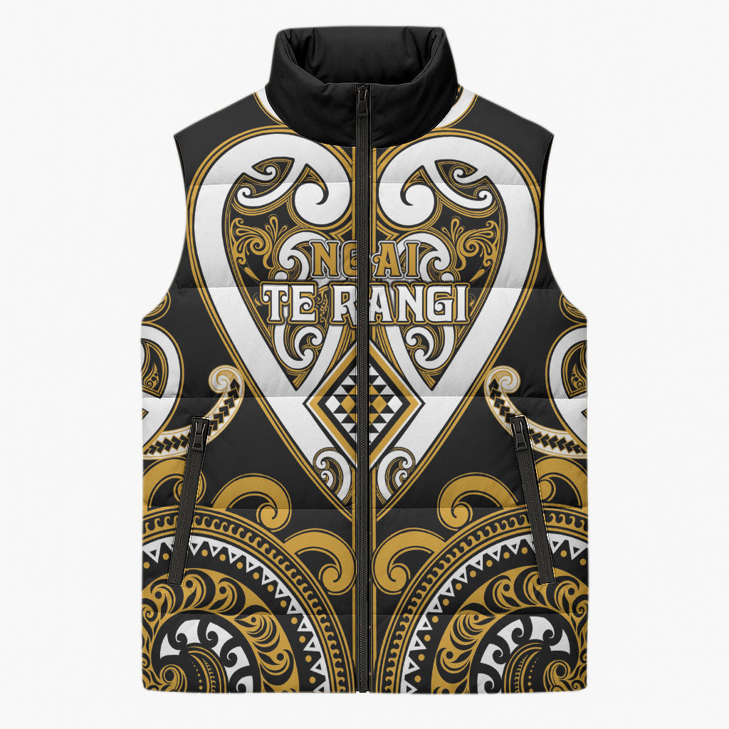 Custom Aotearoa Ngai Te Rangi Sleeveless Puffer Jacket Maori Tribal Pattern