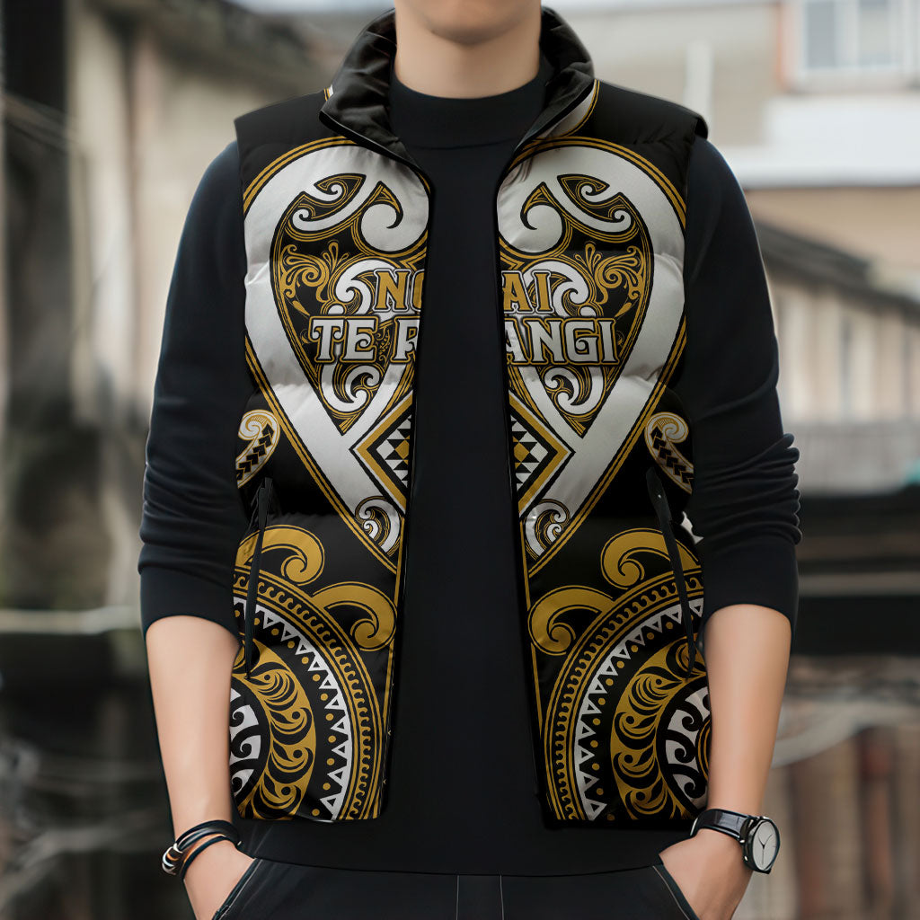 Custom Aotearoa Ngai Te Rangi Sleeveless Puffer Jacket Maori Tribal Pattern