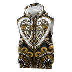 Custom Aotearoa Ngai Te Rangi Sleeveless Zip Hoodie Maori Tribal Pattern