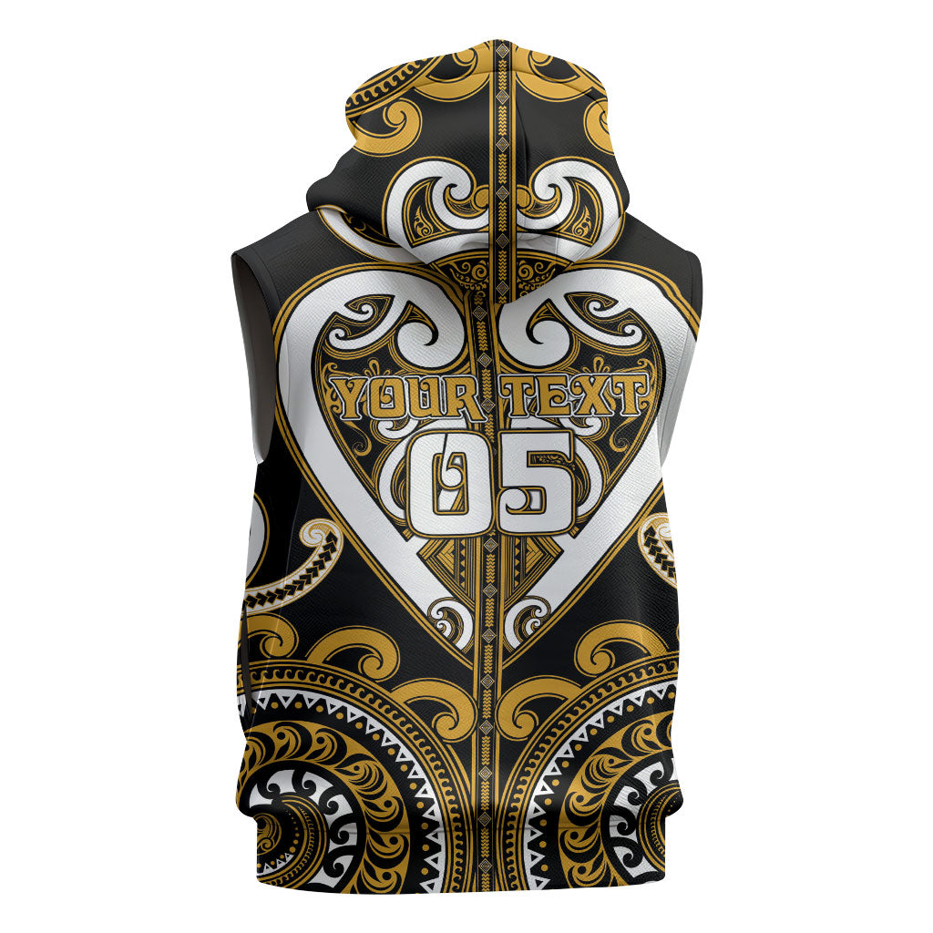 Custom Aotearoa Ngai Te Rangi Sleeveless Zip Hoodie Maori Tribal Pattern
