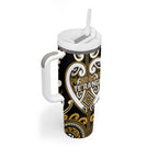 Custom Aotearoa Ngai Te Rangi Tumbler With Handle Maori Tribal Pattern