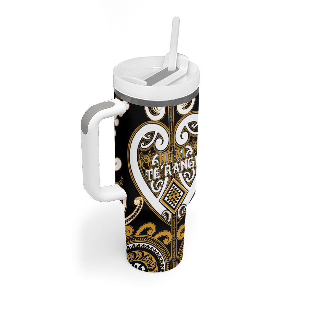 Custom Aotearoa Ngai Te Rangi Tumbler With Handle Maori Tribal Pattern