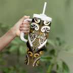 Custom Aotearoa Ngai Te Rangi Tumbler With Handle Maori Tribal Pattern