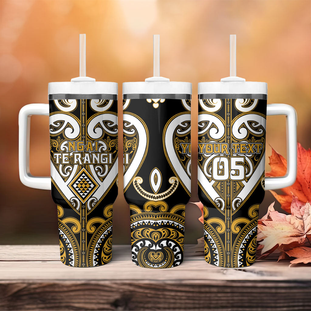 Custom Aotearoa Ngai Te Rangi Tumbler With Handle Maori Tribal Pattern