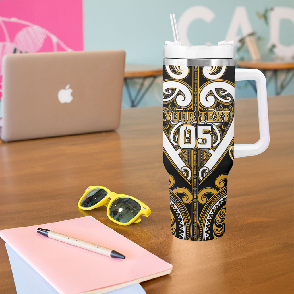 Custom Aotearoa Ngai Te Rangi Tumbler With Handle Maori Tribal Pattern