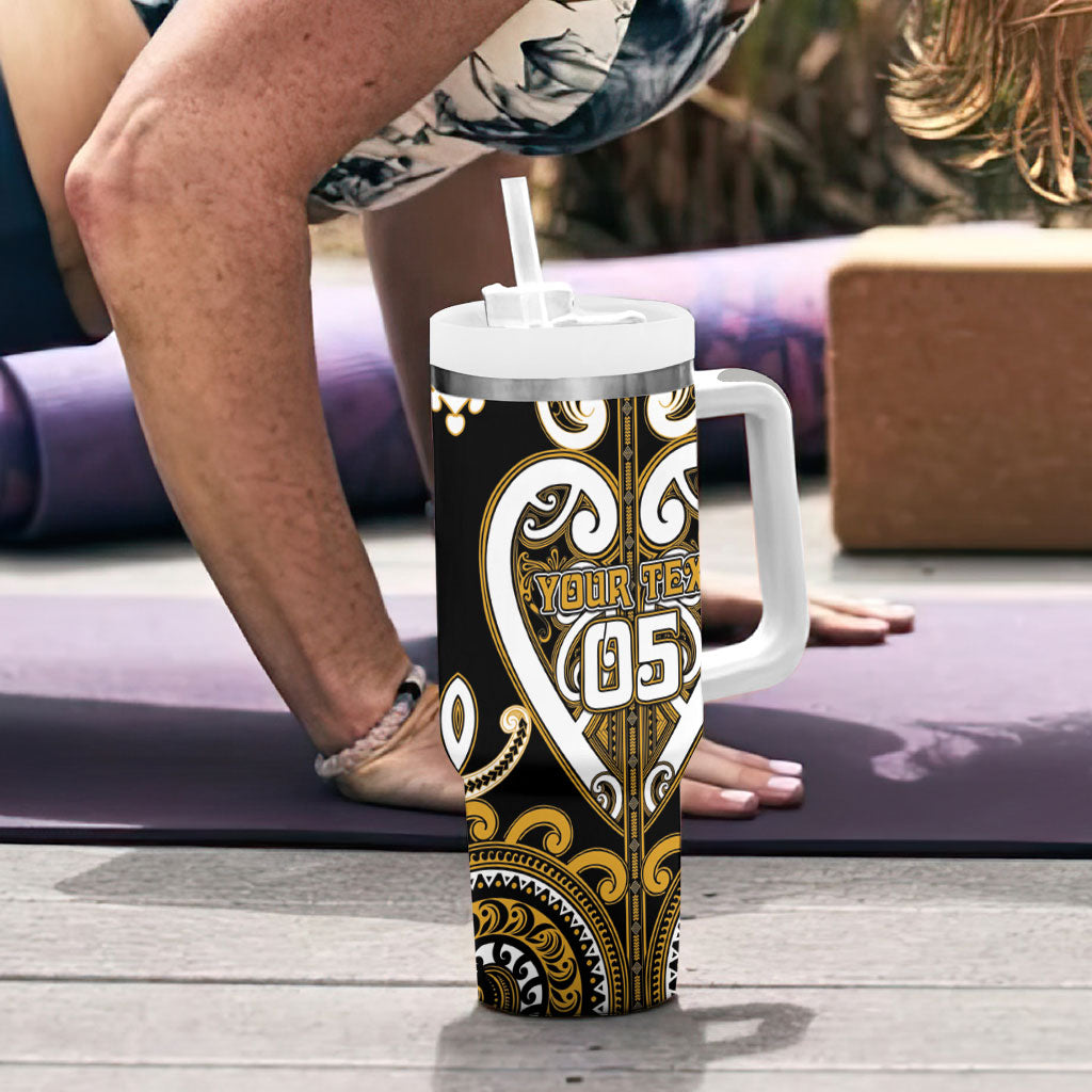 Custom Aotearoa Ngai Te Rangi Tumbler With Handle Maori Tribal Pattern