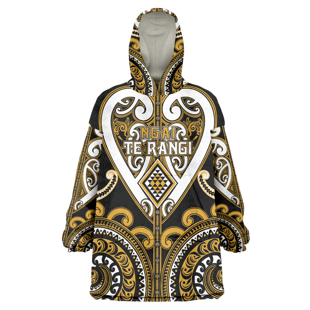 Custom Aotearoa Ngai Te Rangi Wearable Blanket Hoodie Maori Tribal Pattern