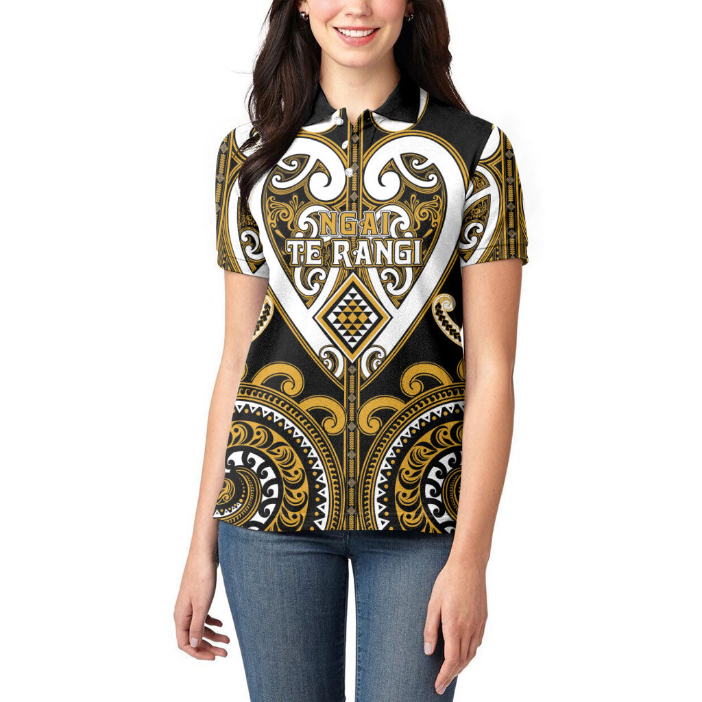 Custom Aotearoa Ngai Te Rangi Women Polo Shirt Maori Tribal Pattern