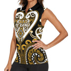 Custom Aotearoa Ngai Te Rangi Women Sleeveless Polo Shirt Maori Tribal Pattern