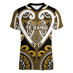 Custom Aotearoa Ngai Te Rangi Women V-Neck T-Shirt Maori Tribal Pattern
