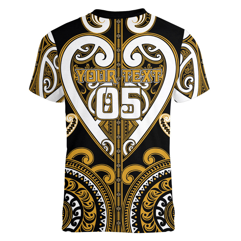 Custom Aotearoa Ngai Te Rangi Women V-Neck T-Shirt Maori Tribal Pattern